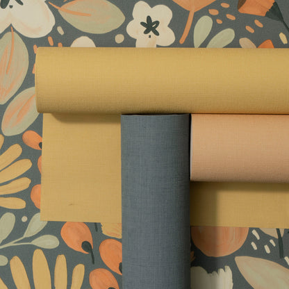 VEER DECOR Poetic Garden Blue Wallpaper Floral Transitional Blue  Wallpaper - 8411-VRTR-AB3