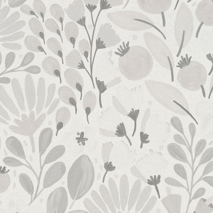 VEER DECOR Poetic Garden Gray Wallpaper Floral Transitional Gray  Wallpaper - 8411-VRTR-AB4