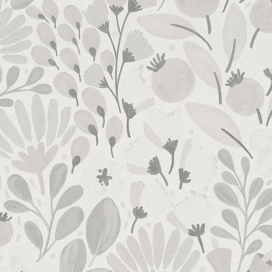 VEER DECOR Poetic Garden Gray Wallpaper Floral Transitional Gray  Wallpaper - 8411-VRTR-AB4