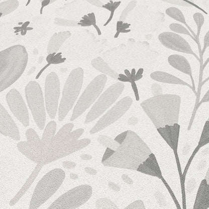 VEER DECOR Poetic Garden Gray Wallpaper Floral Transitional Gray  Wallpaper - 8411-VRTR-AB4