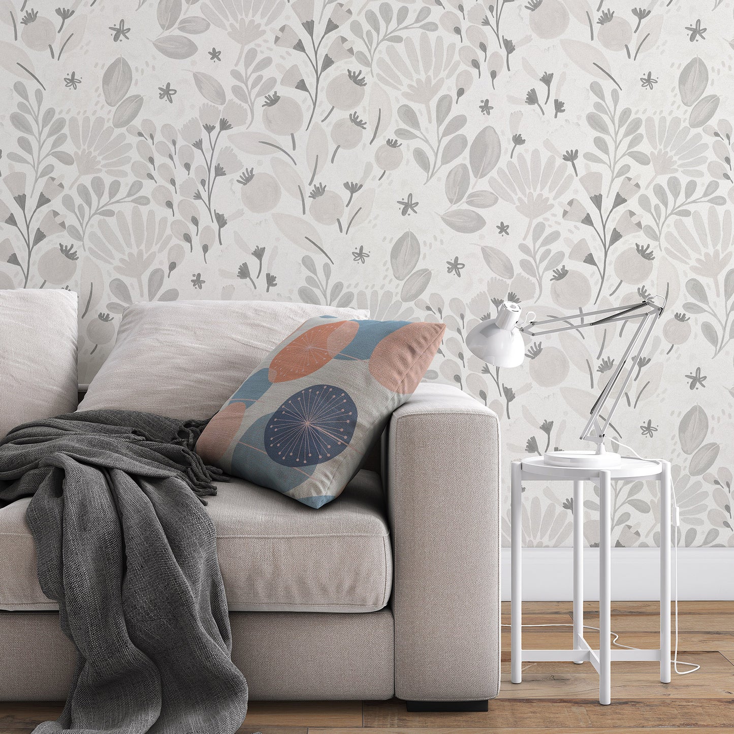VEER DECOR Poetic Garden Gray Wallpaper Floral Transitional Gray  Wallpaper - 8411-VRTR-AB4