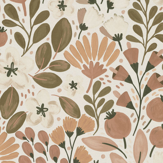 VEER DECOR Poetic Garden Brown Wallpaper Floral Transitional Brown  Wallpaper - 8411-VRTR-AB5