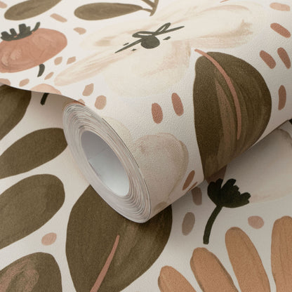 VEER DECOR Poetic Garden Brown Wallpaper Floral Transitional Brown  Wallpaper - 8411-VRTR-AB5