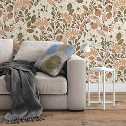 VEER DECOR Poetic Garden Brown Wallpaper Floral Transitional Brown  Wallpaper - 8411-VRTR-AB5