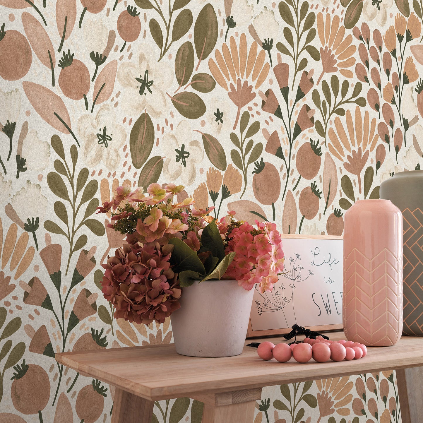 VEER DECOR Poetic Garden Brown Wallpaper Floral Transitional Brown  Wallpaper - 8411-VRTR-AB5