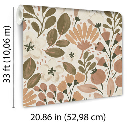 VEER DECOR Poetic Garden Brown Wallpaper Floral Transitional Brown  Wallpaper - 8411-VRTR-AB5