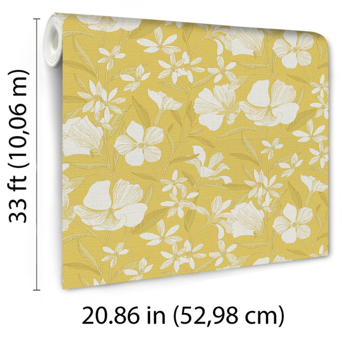 VEER DECOR Floral Breeze Yellow Wallpaper Floral Transitional Yellow  Wallpaper - 8411-VRTR-AC1
