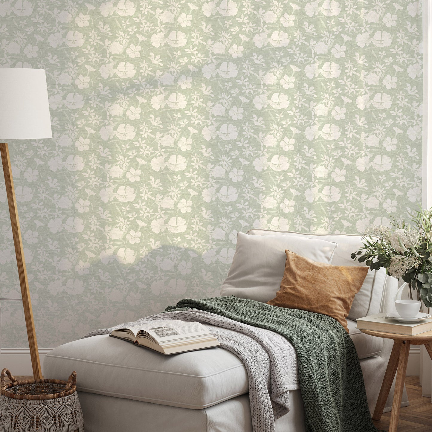 VEER DECOR Floral Breeze Green Wallpaper Floral Transitional Green  Wallpaper - 8411-VRTR-AC2
