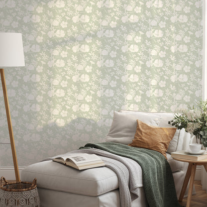 VEER DECOR Floral Breeze Green Wallpaper Floral Transitional Green  Wallpaper - 8411-VRTR-AC2