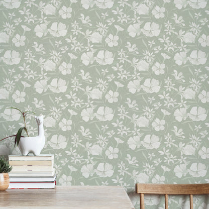 VEER DECOR Floral Breeze Green Wallpaper Floral Transitional Green  Wallpaper - 8411-VRTR-AC2