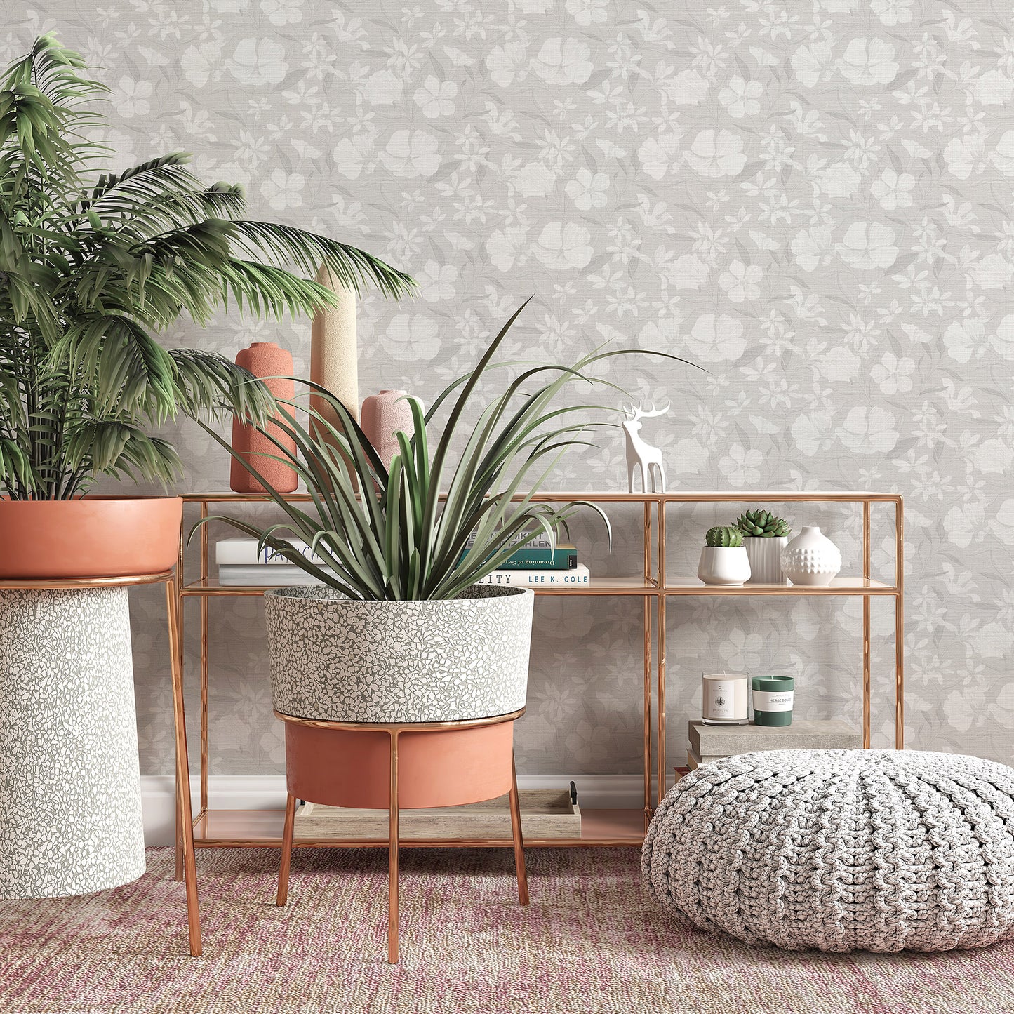 VEER DECOR Floral Breeze Gray Wallpaper Floral Transitional Gray  Wallpaper - 8411-VRTR-AC3