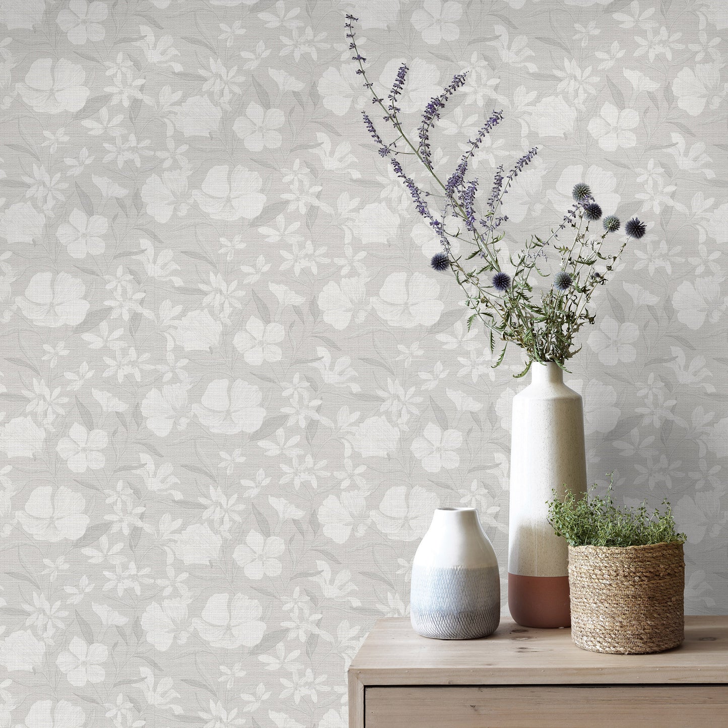 VEER DECOR Floral Breeze Gray Wallpaper Floral Transitional Gray  Wallpaper - 8411-VRTR-AC3