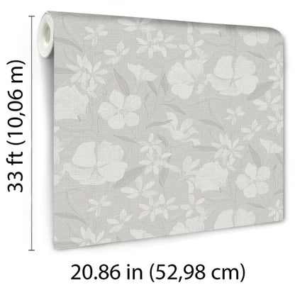 VEER DECOR Floral Breeze Gray Wallpaper Floral Transitional Gray  Wallpaper - 8411-VRTR-AC3