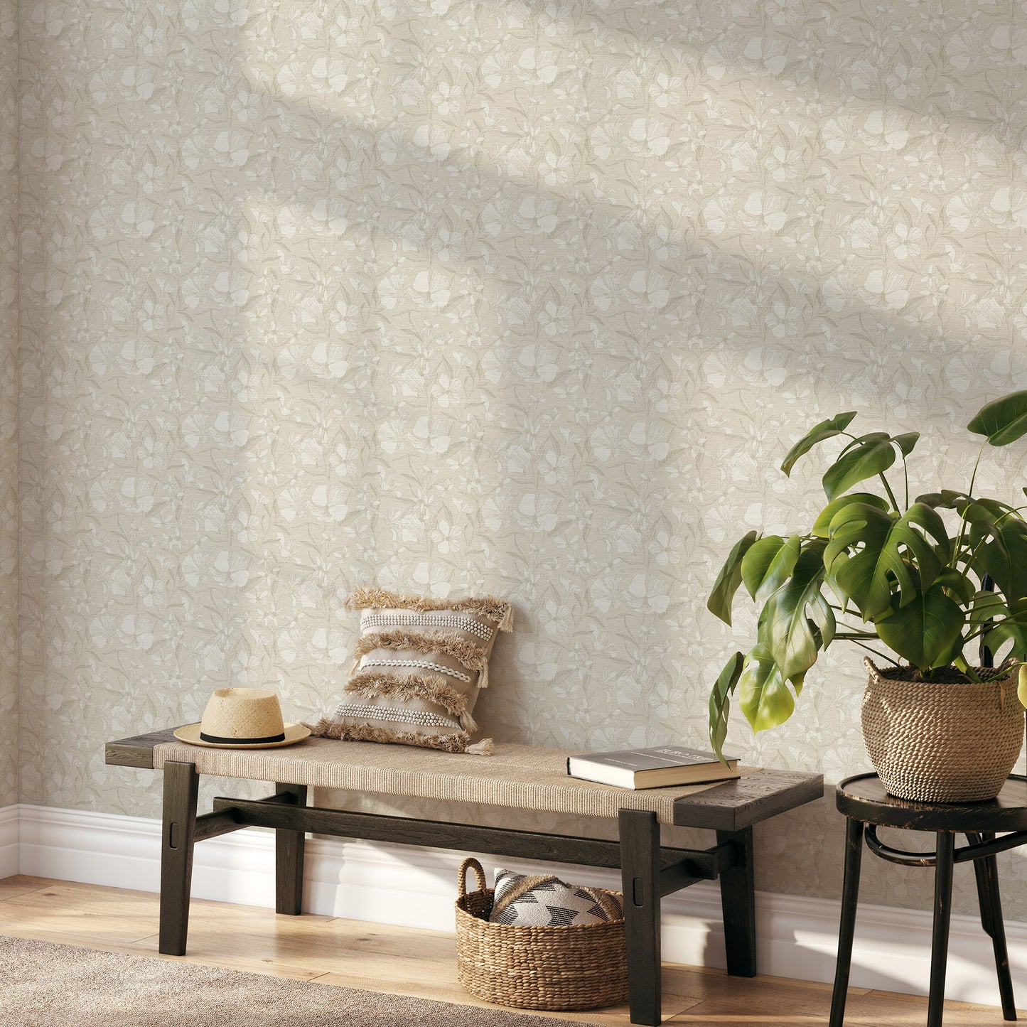 VEER DECOR Floral Breeze Beige Wallpaper Floral Transitional Beige  Wallpaper - 8411-VRTR-AC5