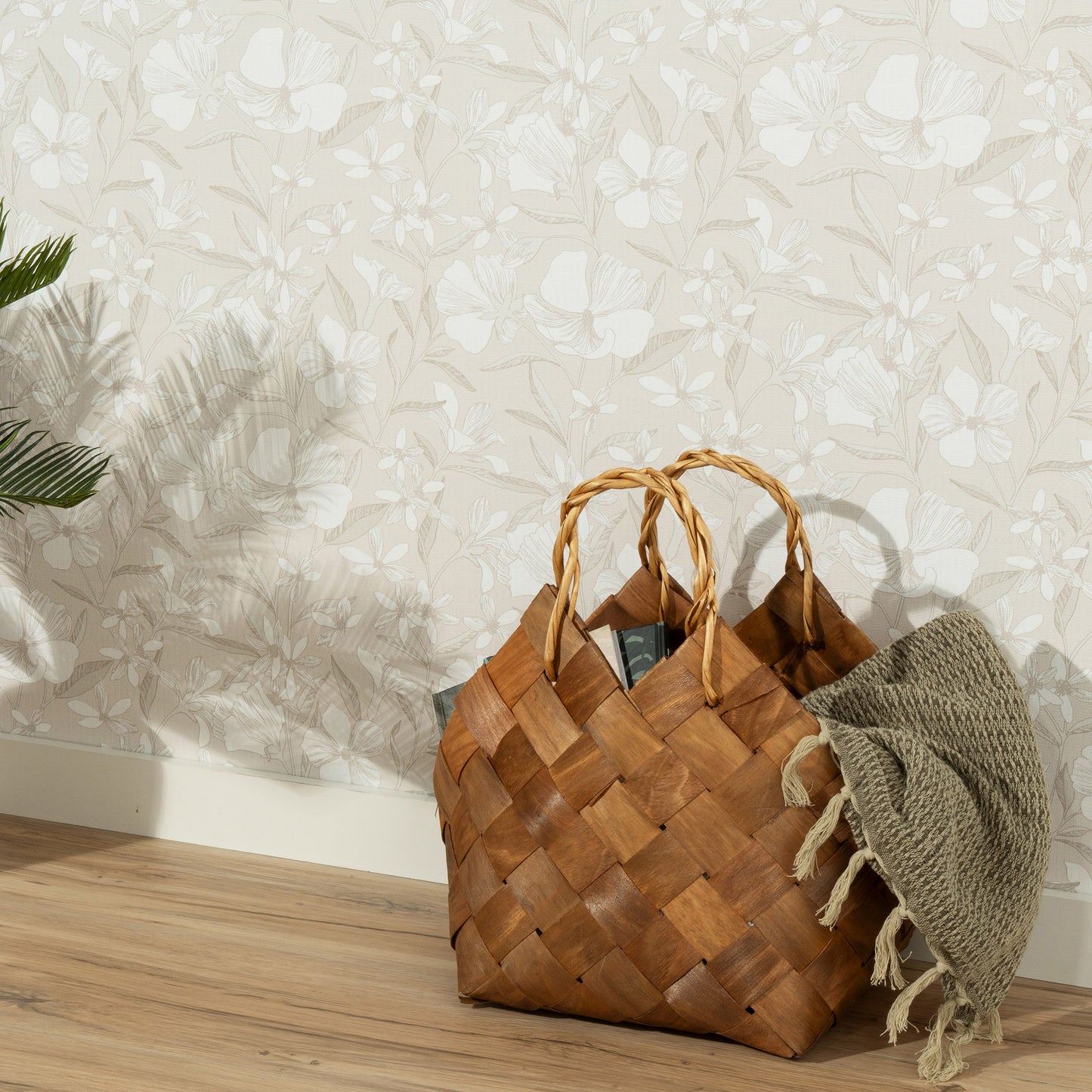 VEER DECOR Floral Breeze Beige Wallpaper Floral Transitional Beige  Wallpaper - 8411-VRTR-AC5