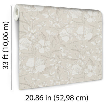 VEER DECOR Floral Breeze Beige Wallpaper Floral Transitional Beige  Wallpaper - 8411-VRTR-AC5
