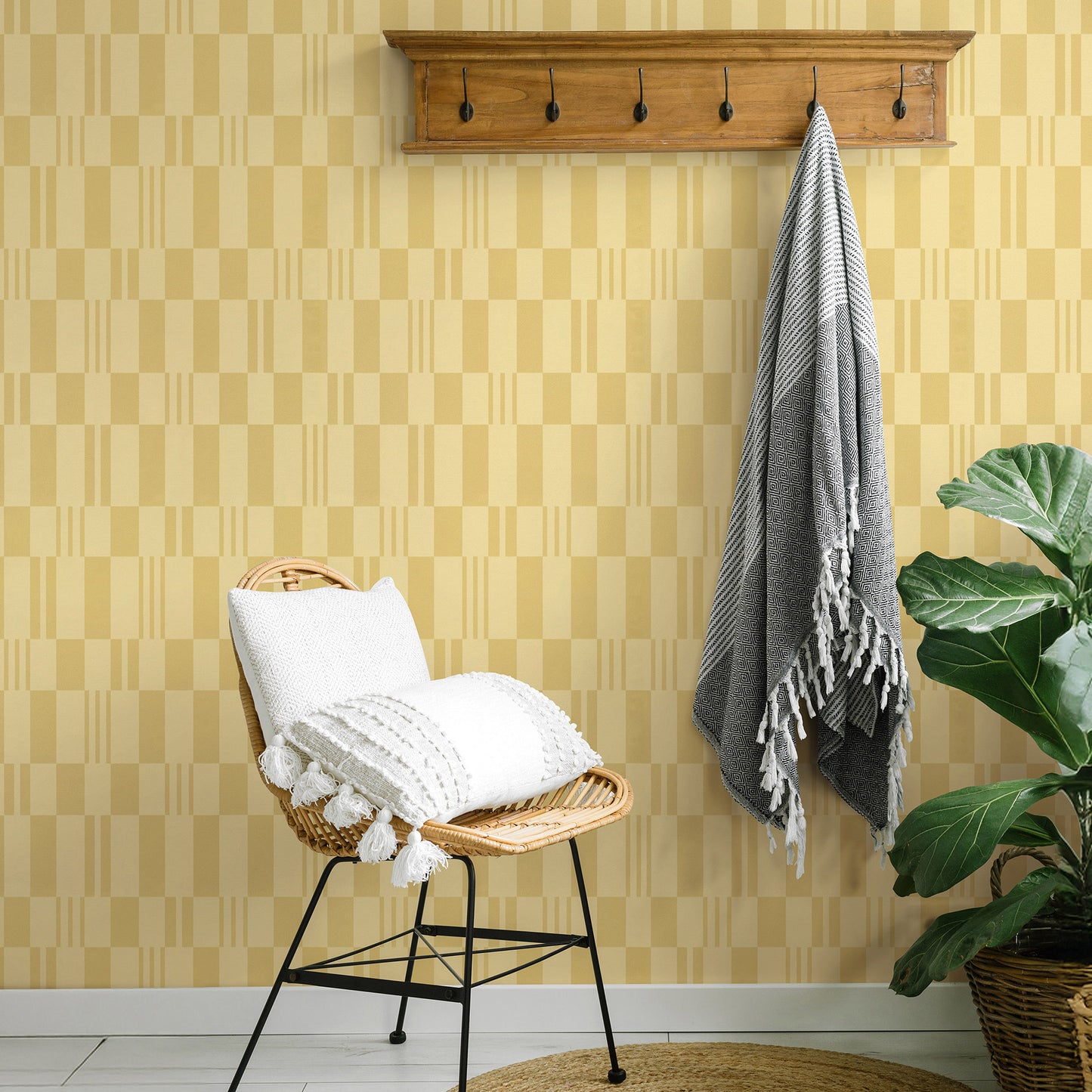 VEER DECOR Sun Geo Stripe Yellow Wallpaper Patterns Transitional Yellow  Wallpaper - 8411-VRTR-AD1