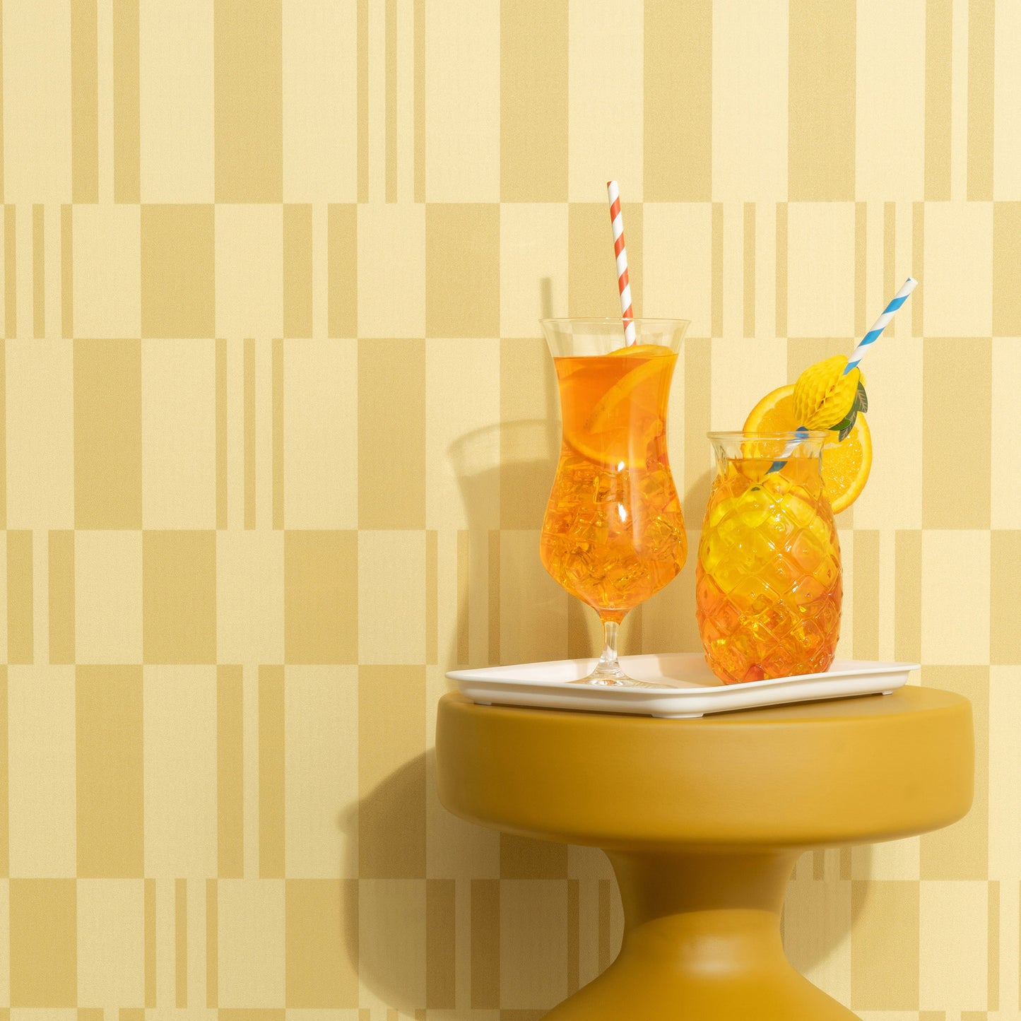 VEER DECOR Sun Geo Stripe Yellow Wallpaper Patterns Transitional Yellow  Wallpaper - 8411-VRTR-AD1