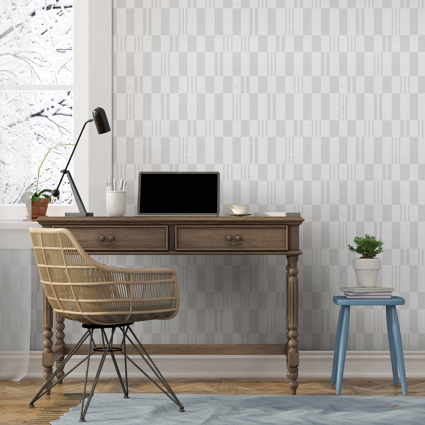 VEER DECOR Sun Geo Stripe Gray Wallpaper Patterns Transitional Gray  Wallpaper - 8411-VRTR-AD3