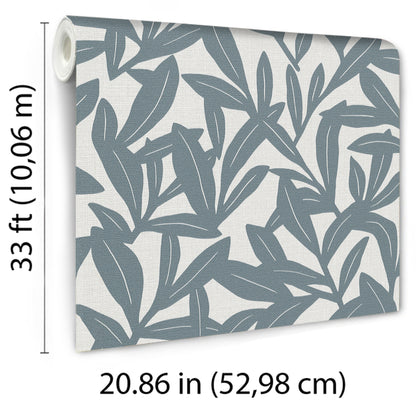 VEER DECOR Shadowleaf Blue Wallpaper Nature Transitional Blue  Wallpaper - 8411-VRTR-AE2