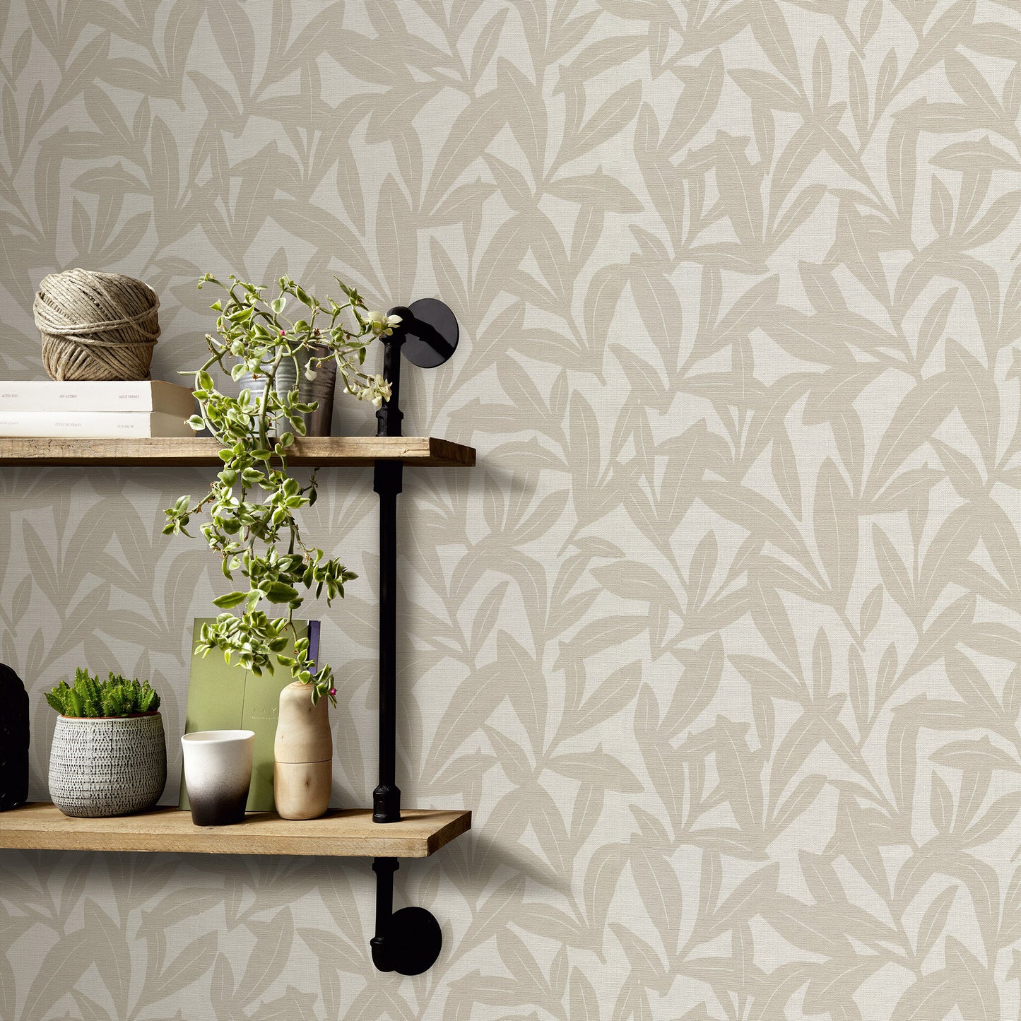 VEER DECOR Shadowleaf Beige Wallpaper Nature Transitional Beige  Wallpaper - 8411-VRTR-AE5