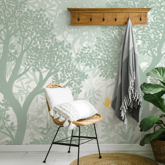 VEER DECOR Forest Flight Green Wall Mural Landscape;,Nature Transitional Green  Wallpaper - 8411-VRTR-AF-3