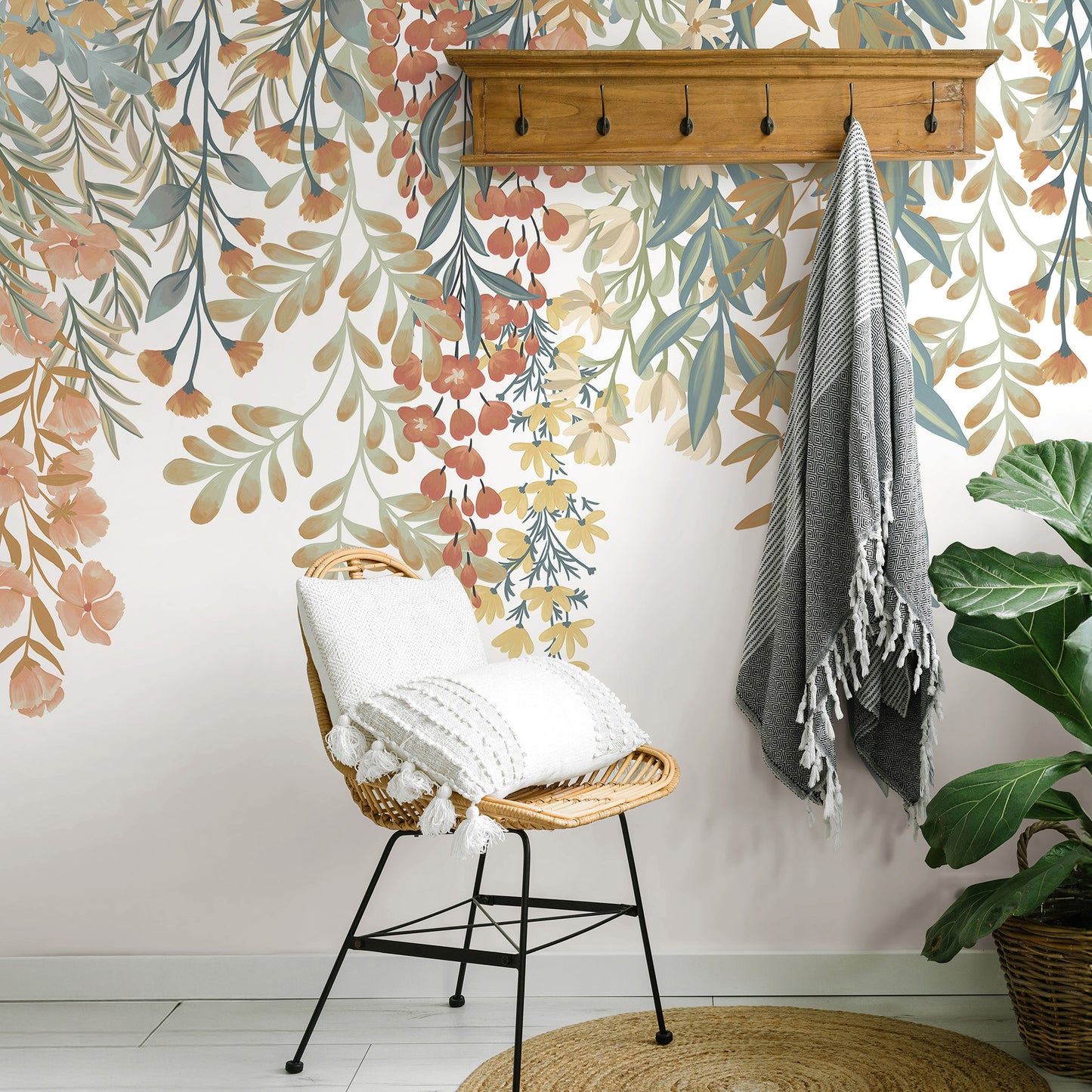 VEER DECOR Falling Folliage Beige Wall Mural Landscape;,Nature Transitional Beige  Wallpaper - 8411-VRTR-AG