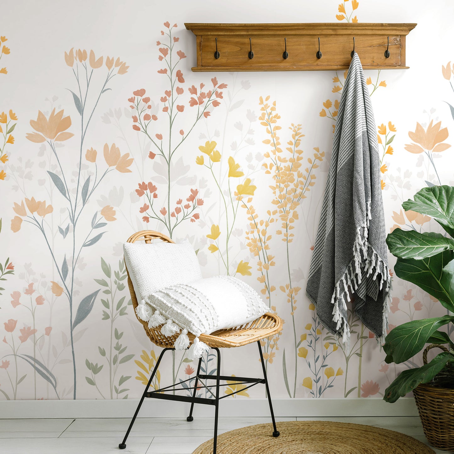 VEER DECOR Meadow Rise Orange Wall Mural Landscape;,Nature Transitional Orange  Wallpaper - 8411-VRTR-AH-1