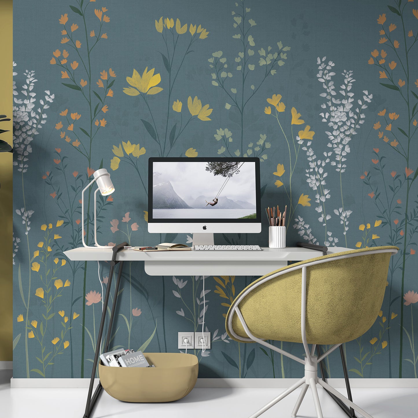 VEER DECOR Meadow Rise Gray Wall Mural Landscape;,Nature Transitional Grey  Wallpaper - 8411-VRTR-AH-2