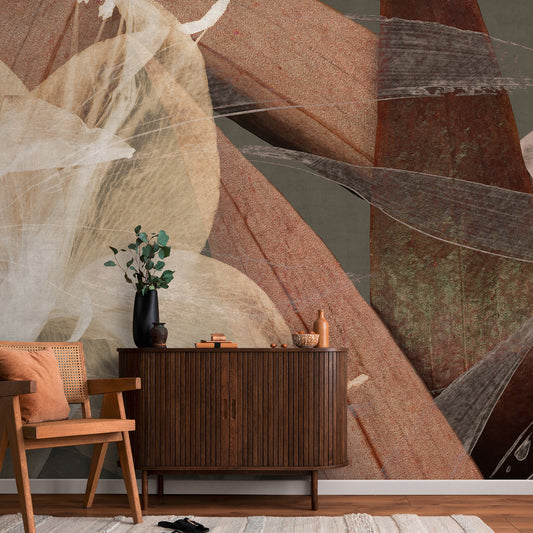 VEER DECOR Fading Flower Brown Wall Mural Floral Transitional Brown  Wallpaper - 8412-VRAED-AO