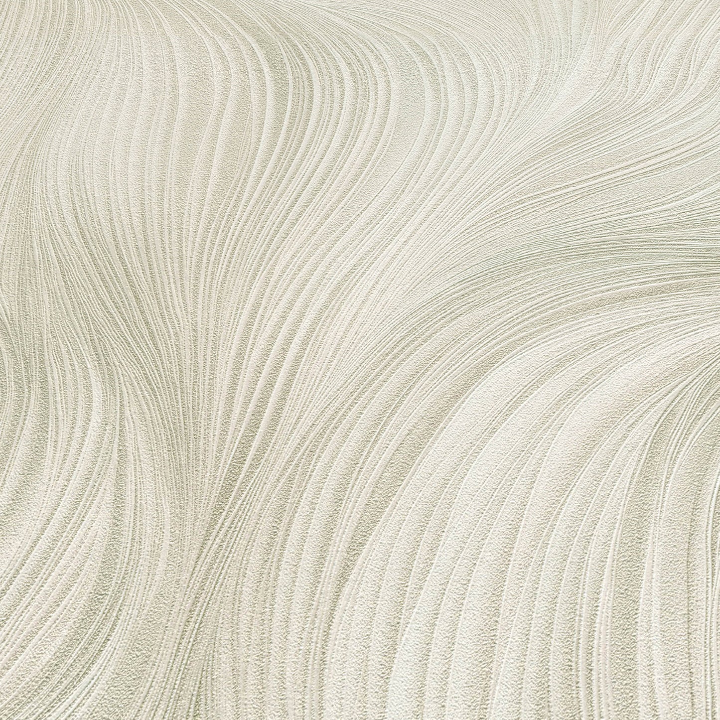 Cream-colored fabric with raised wave ridges and soft, luxurious texture for upholstery or drapery.