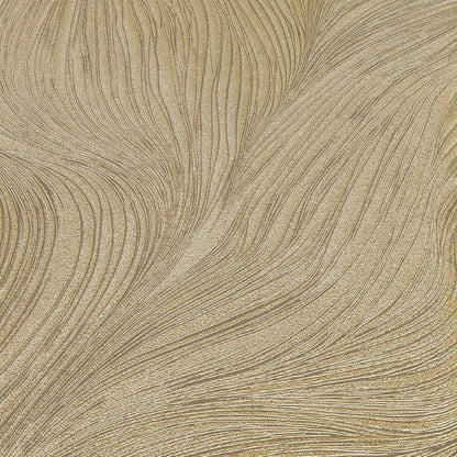 Beige-gold textured wallpaper with flowing, curved metallic lines; luxurious gold wallpaper pattern.