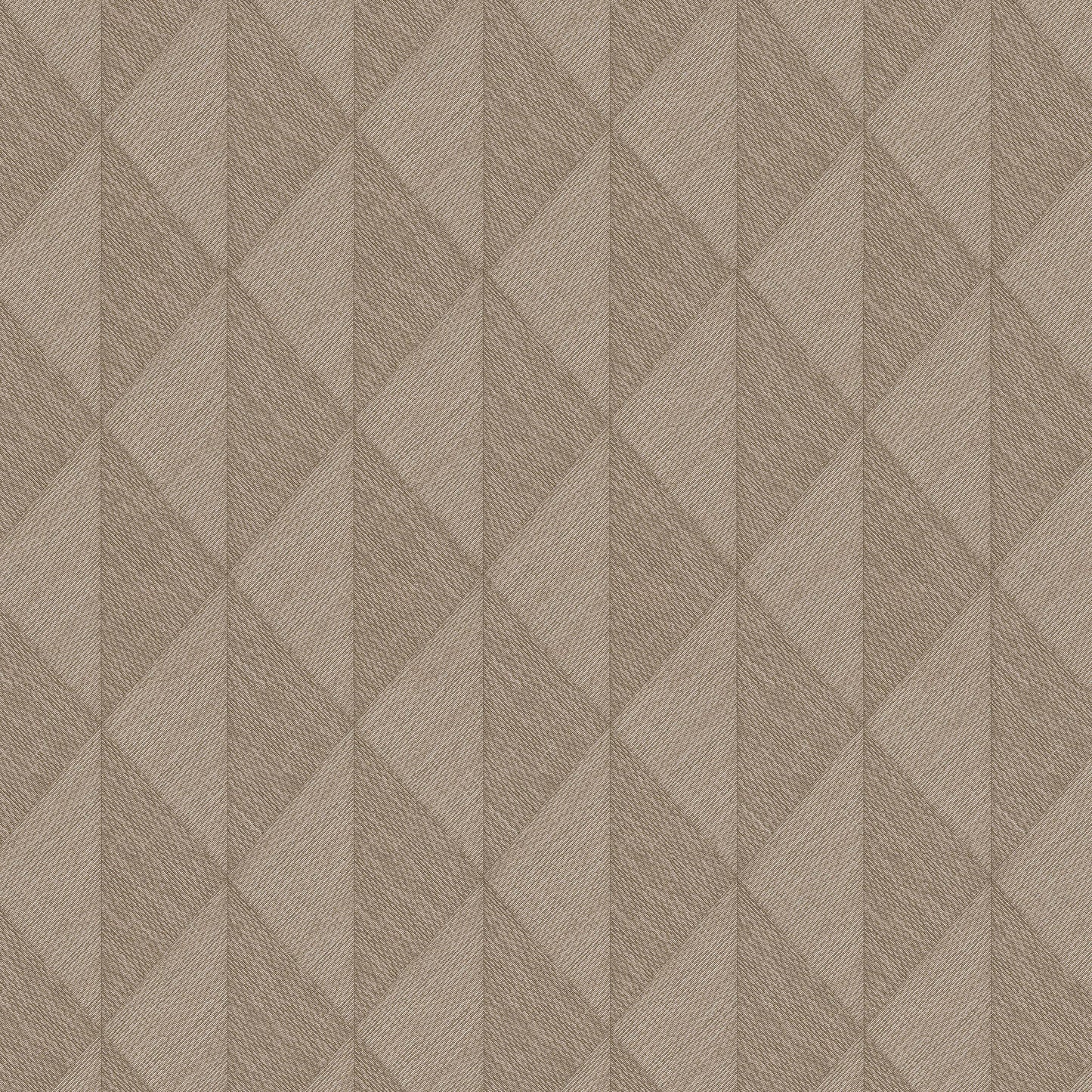 Brown woven diamond-pattern wallpaper with a subtle textured finish.