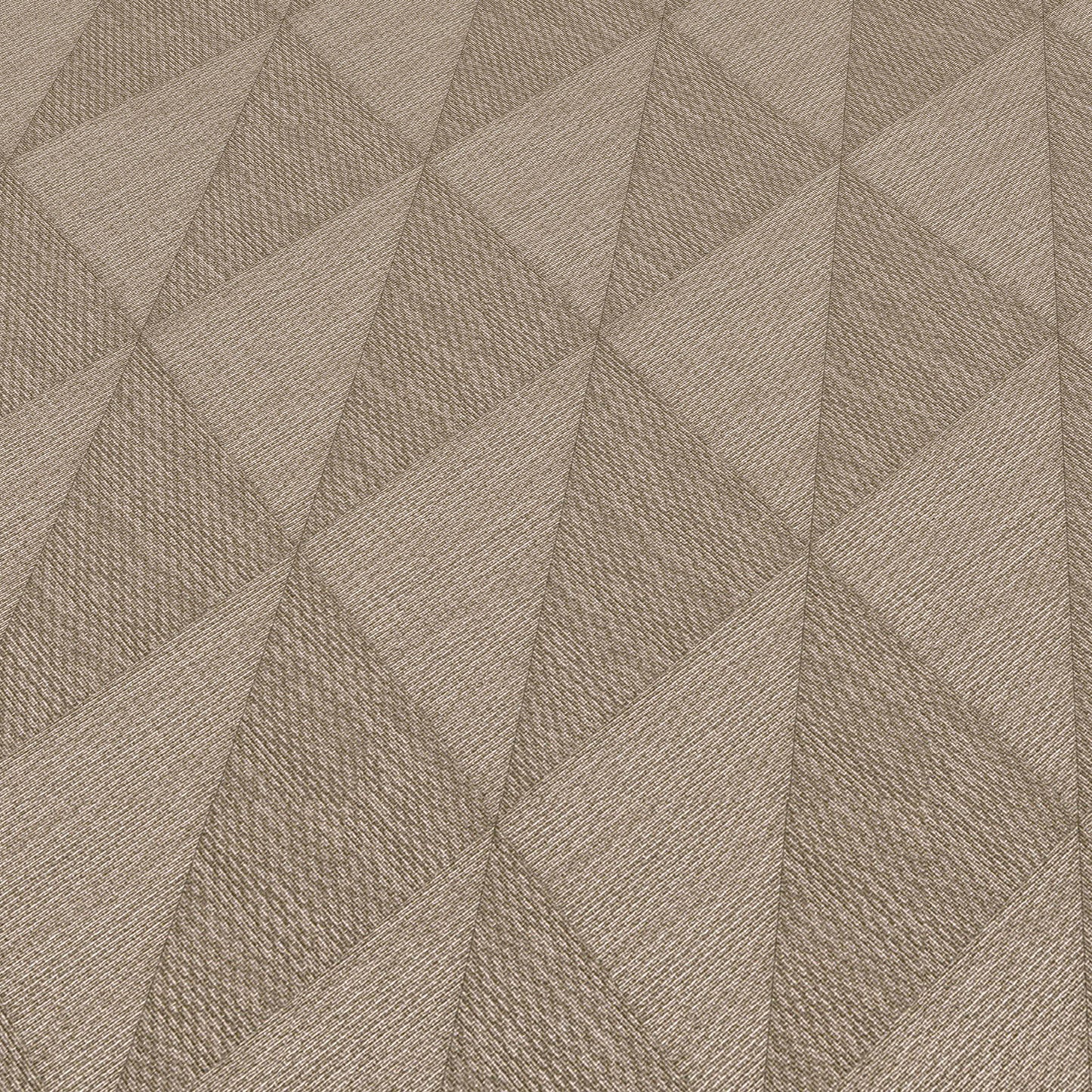 Beige textured wallpaper with a geometric diamond pattern in brown tones.