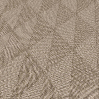 Beige textured wallpaper with a geometric diamond pattern in brown tones.