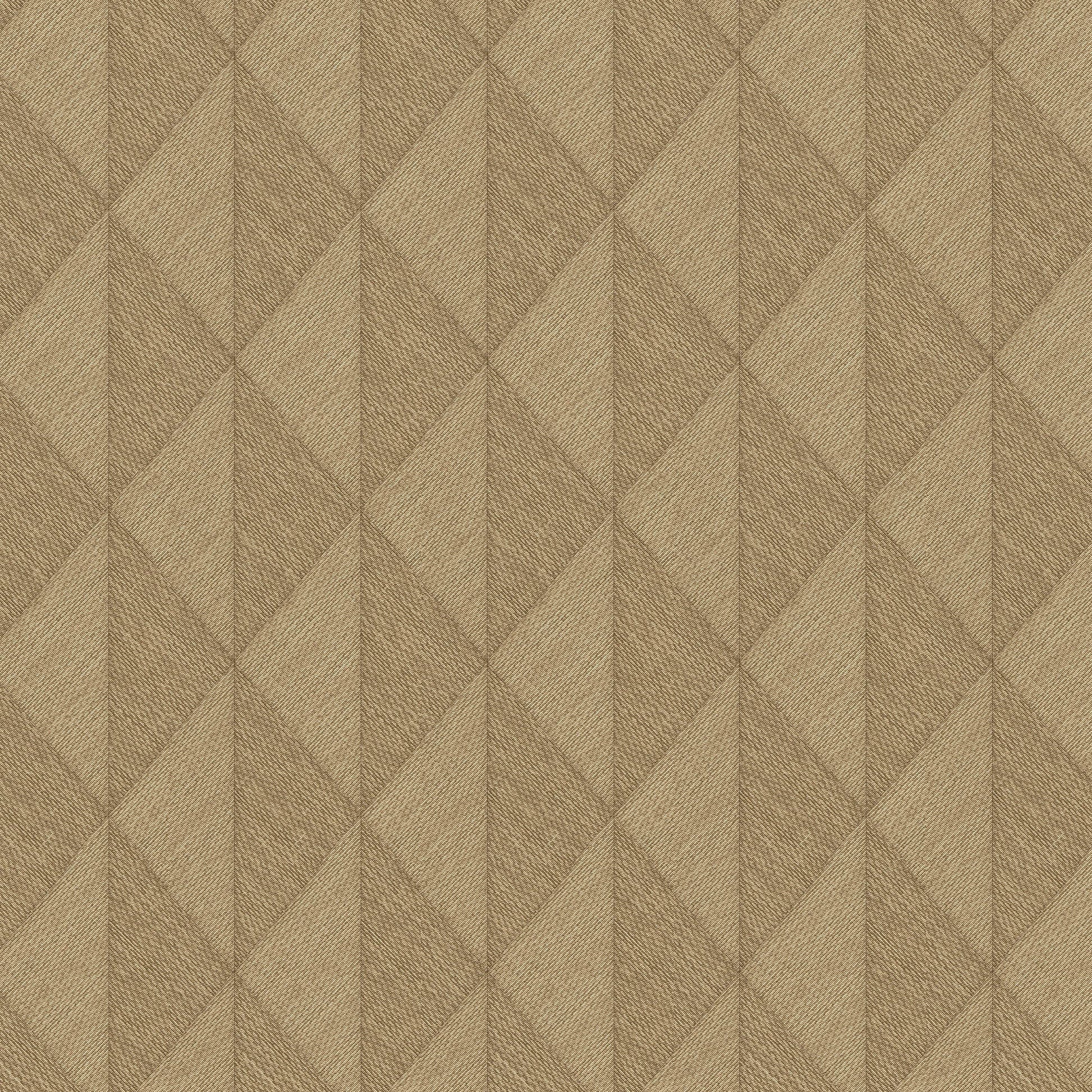 Beige quilted fabric with a repeating diamond and triangle pattern and subtle texture.