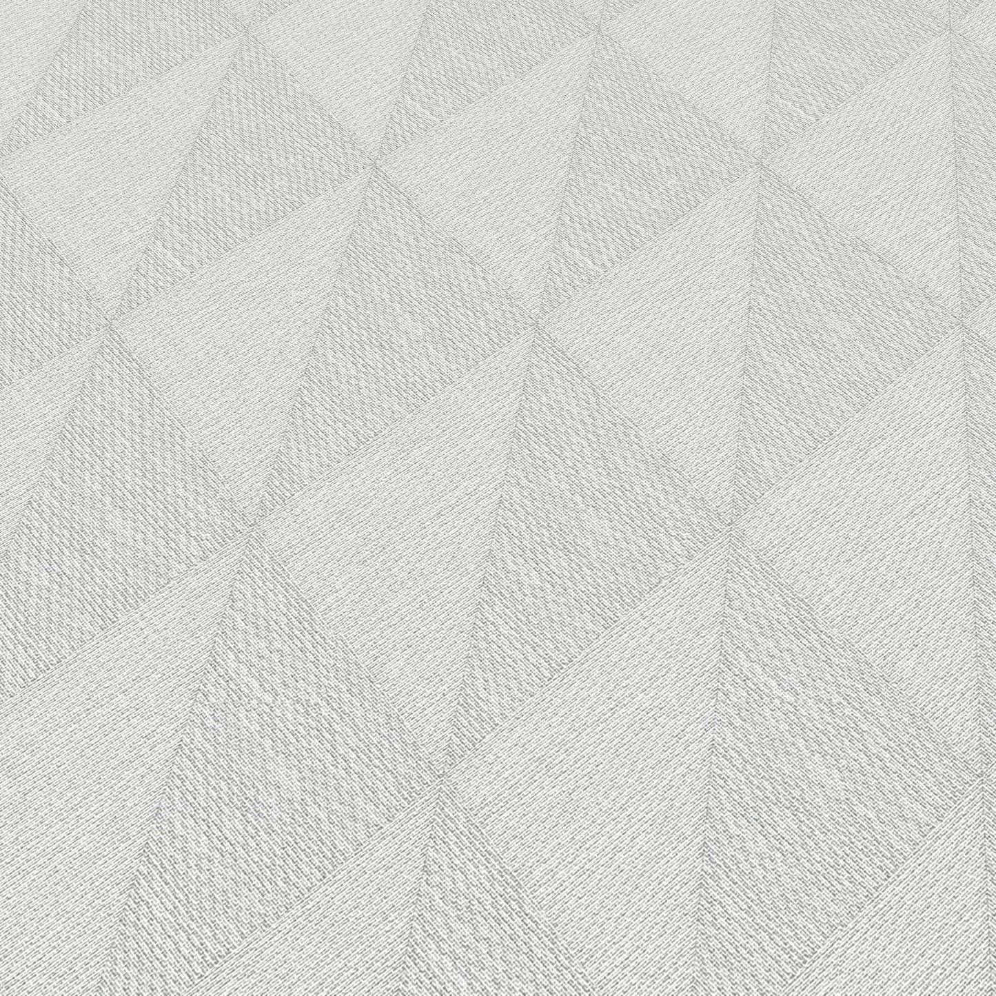 Light gray wallpaper with a repeating woven diamond pattern and subtle texture.