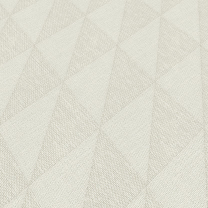 Taupe wallpaper featuring a woven diamond pattern with subtle texture.