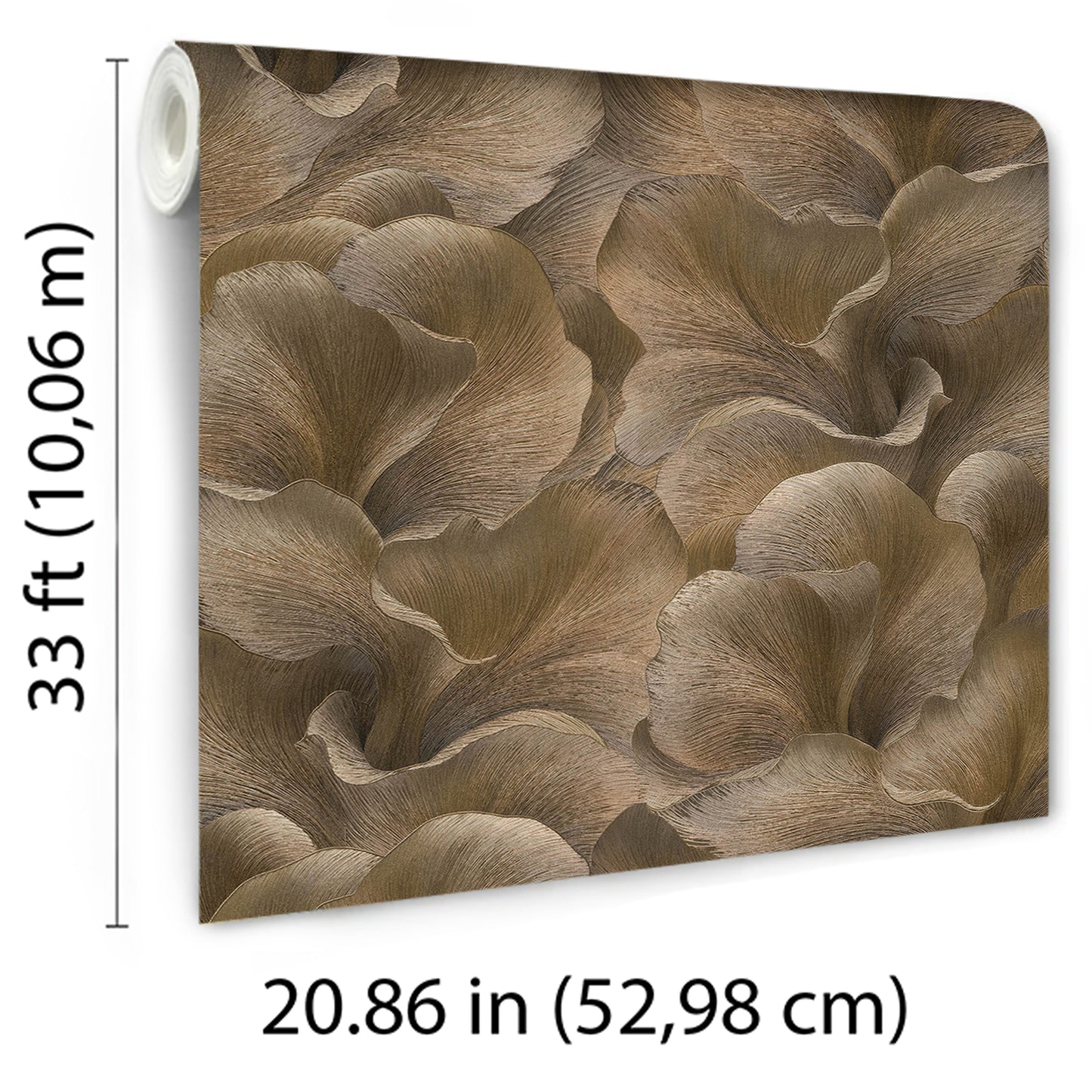 Rectangular canvas print featuring brown-taupe abstract floral petals, earthy wall art for living room décor.