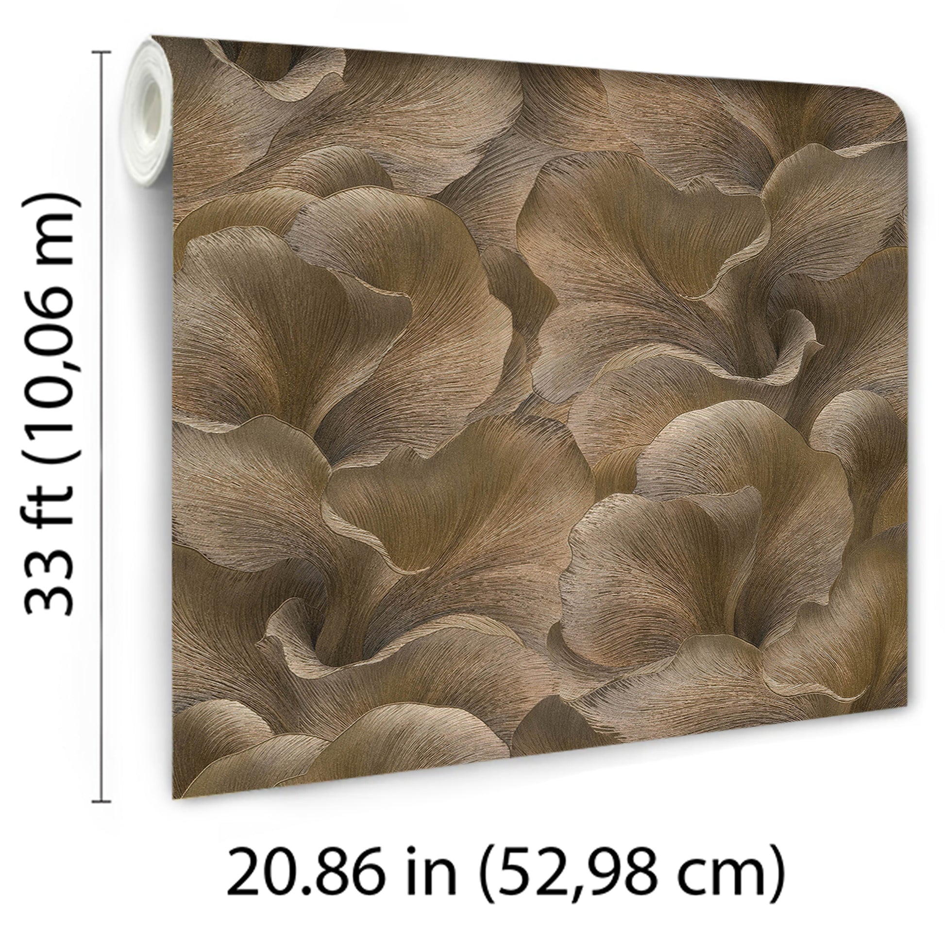 Rectangular canvas print featuring brown-taupe abstract floral petals, earthy wall art for living room décor.