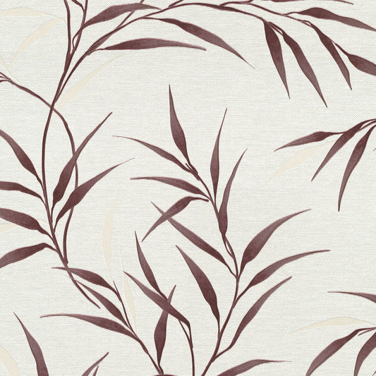 Red Yamato Leaves wallpaper with a leafy pattern on a textured background.