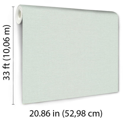 Teal textured wallpaper roll with a subtle woven fabric finish; 52.98 cm wide by 10.06 m long.