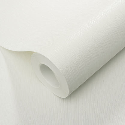 White textured wallpaper roll with fine linear pattern, rolled on a hollow core for wall decor.