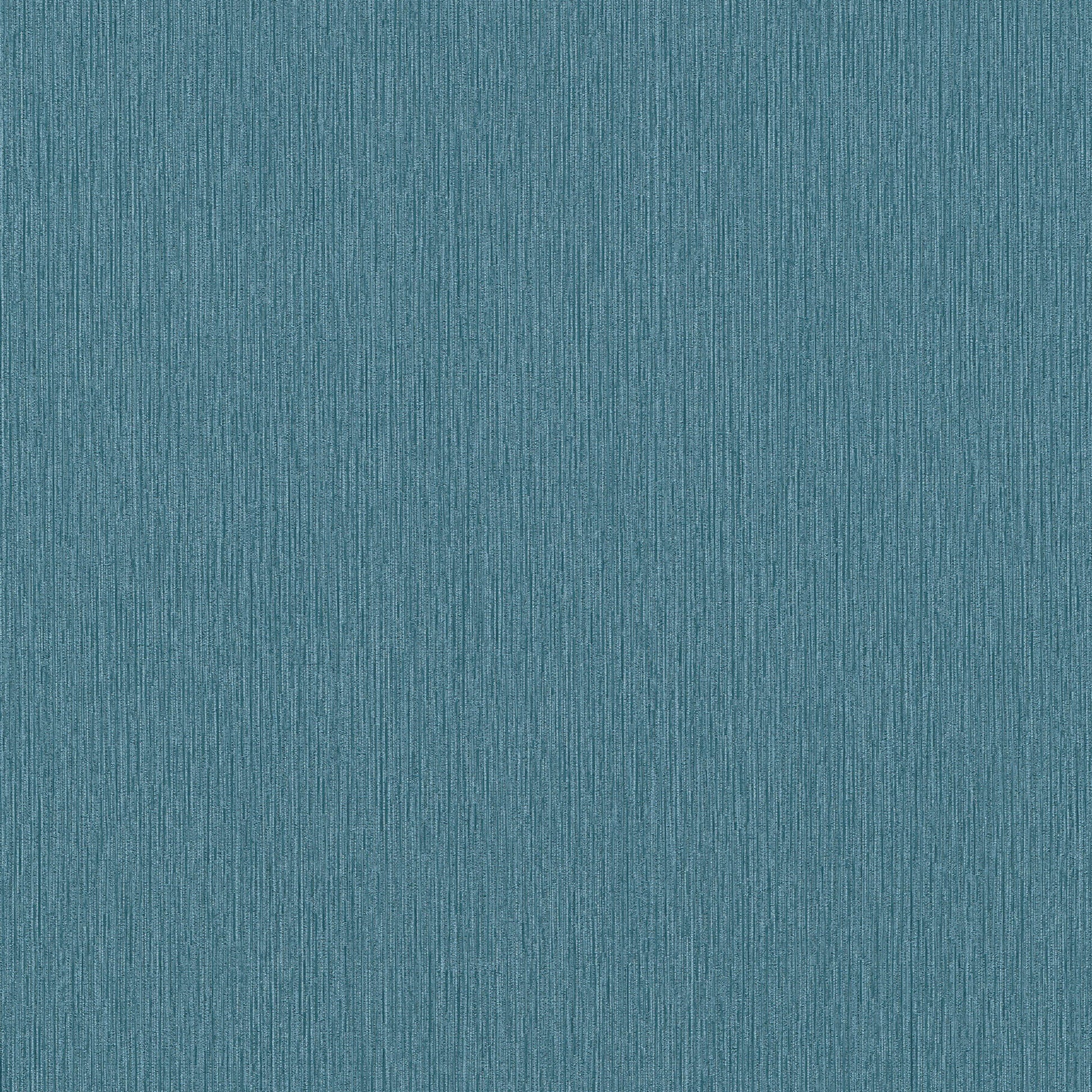 Teal blue textured fabric swatch with fine vertical weave, suitable for upholstery or drapery.