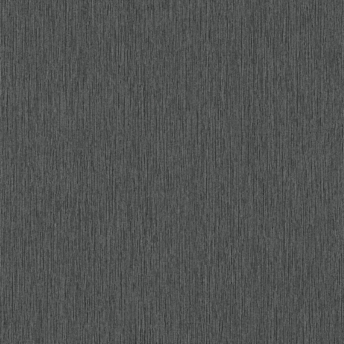 Dark charcoal gray woven fabric with subtle vertical texture, ideal upholstery & drapery material.