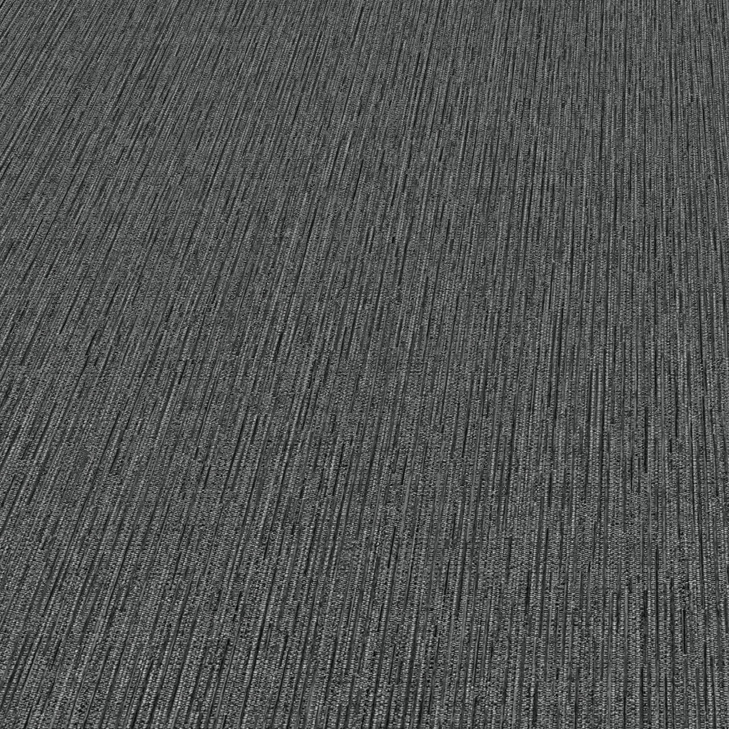 Grey textured carpet with narrow vertical stripes & loop pile for commercial office flooring.