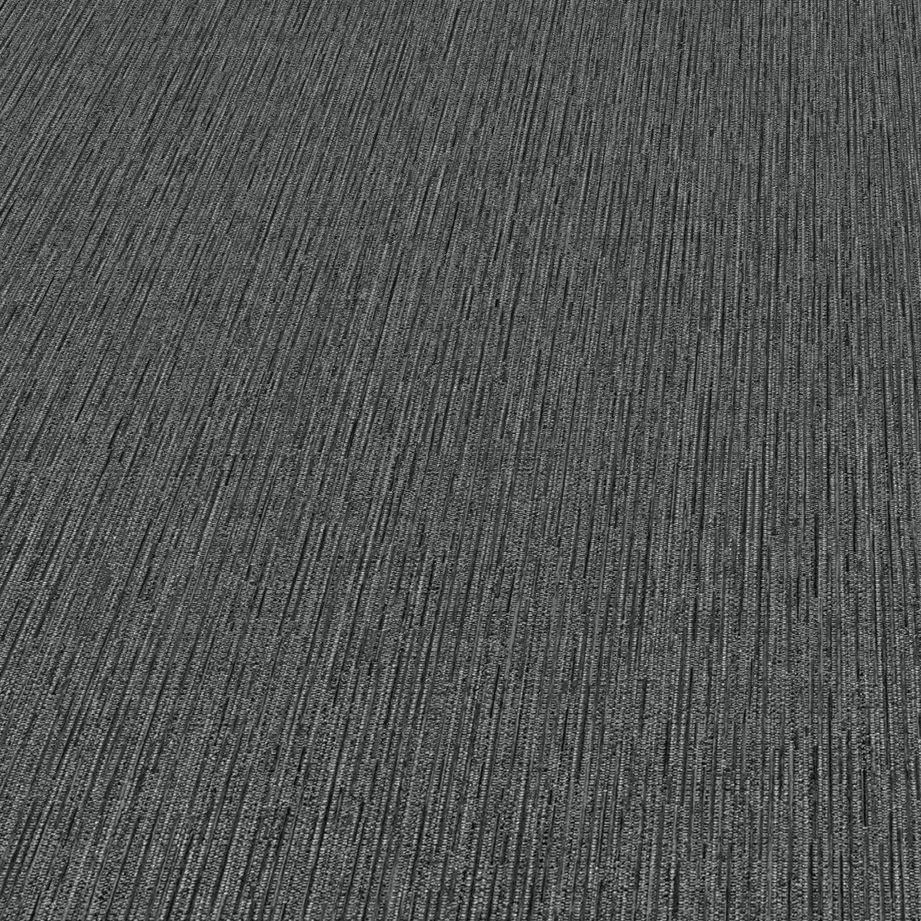 Grey textured carpet with narrow vertical stripes & loop pile for commercial office flooring.