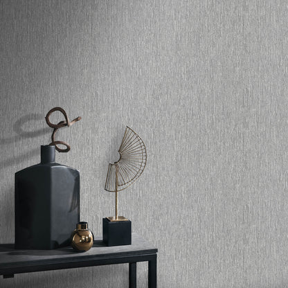 Abstract traditional silver wallpaper with a subtle metallic texture.