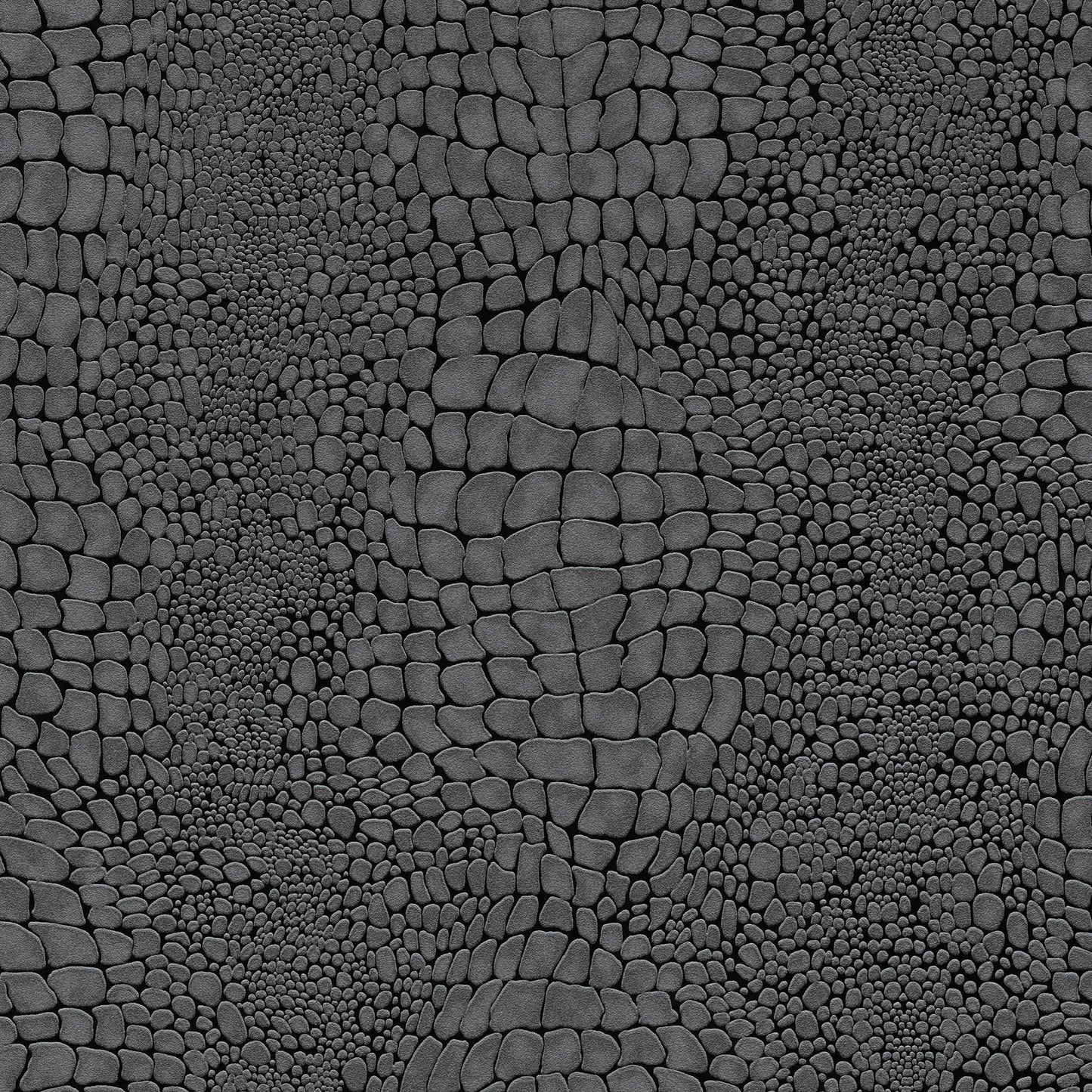 Gray crocodile skin texture with raised, rounded scales & a seamless tessellated pattern.