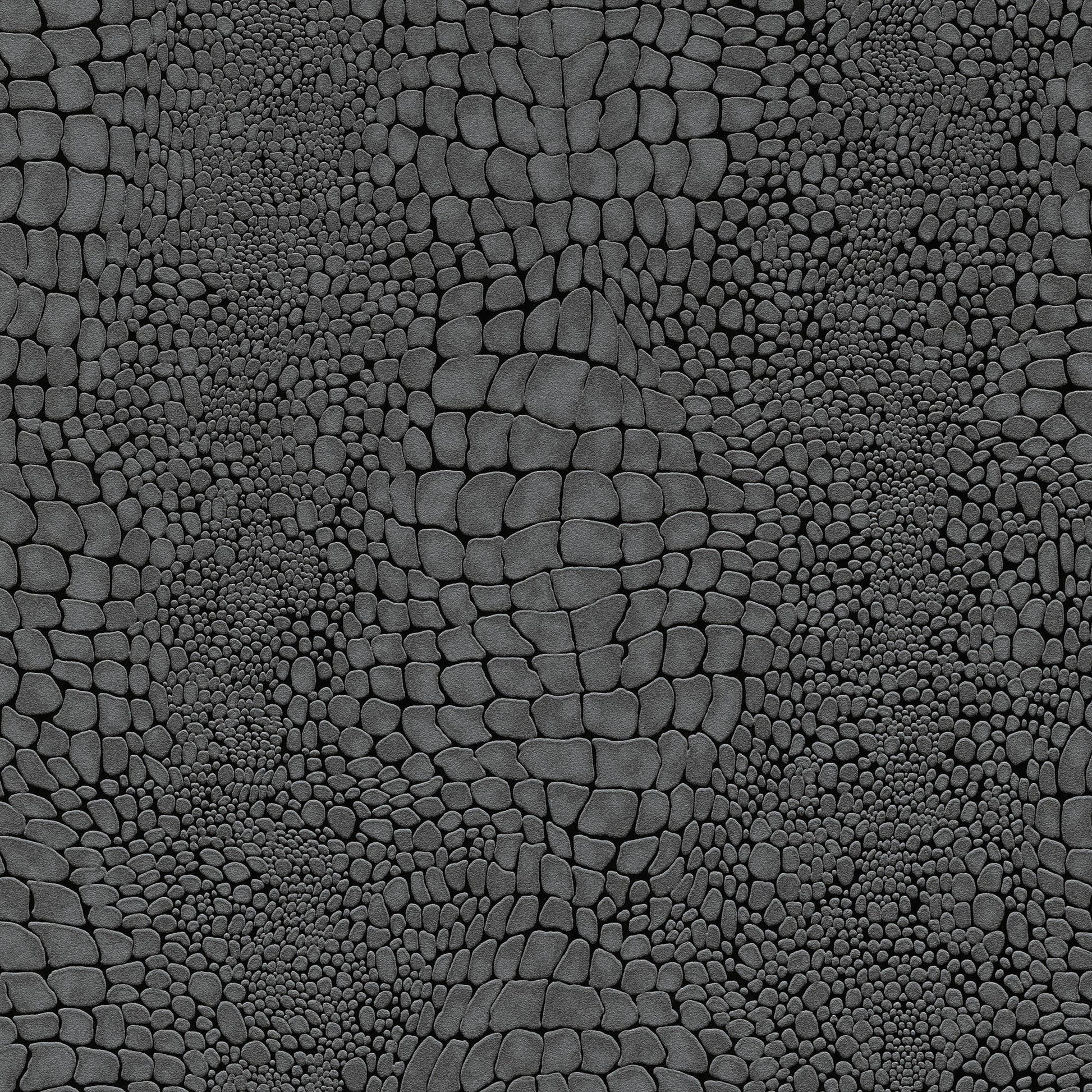 Gray crocodile skin texture with raised, rounded scales & a seamless tessellated pattern.